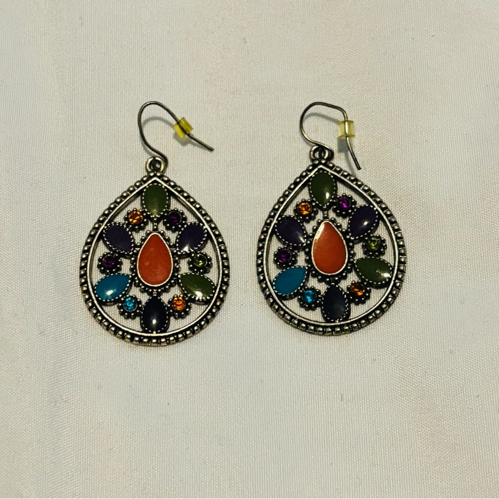 Multicolor Gemstone Teardrop Earrings